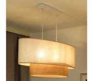 Lampy sufitowe - Duolla - Żyrandol na lince DOUBLE OVAL NATURE 2xE27/15W/230V kremowy/beżowy - miniaturka - grafika 1