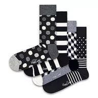 Skarpetki męskie - Happy Socks 4-Pack Classic Black & White Socks Gift Set, kolorowe i zabawne, Skarpetki dla kobiet i mężczyzn, Czarny-Biały (36-40) - miniaturka - grafika 1