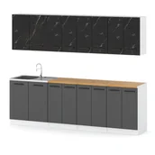 Meble kuchenne - Kuchnia z blatem duża vero 2.6m nowoczesna biała san sebastian szara mat - miniaturka - grafika 1