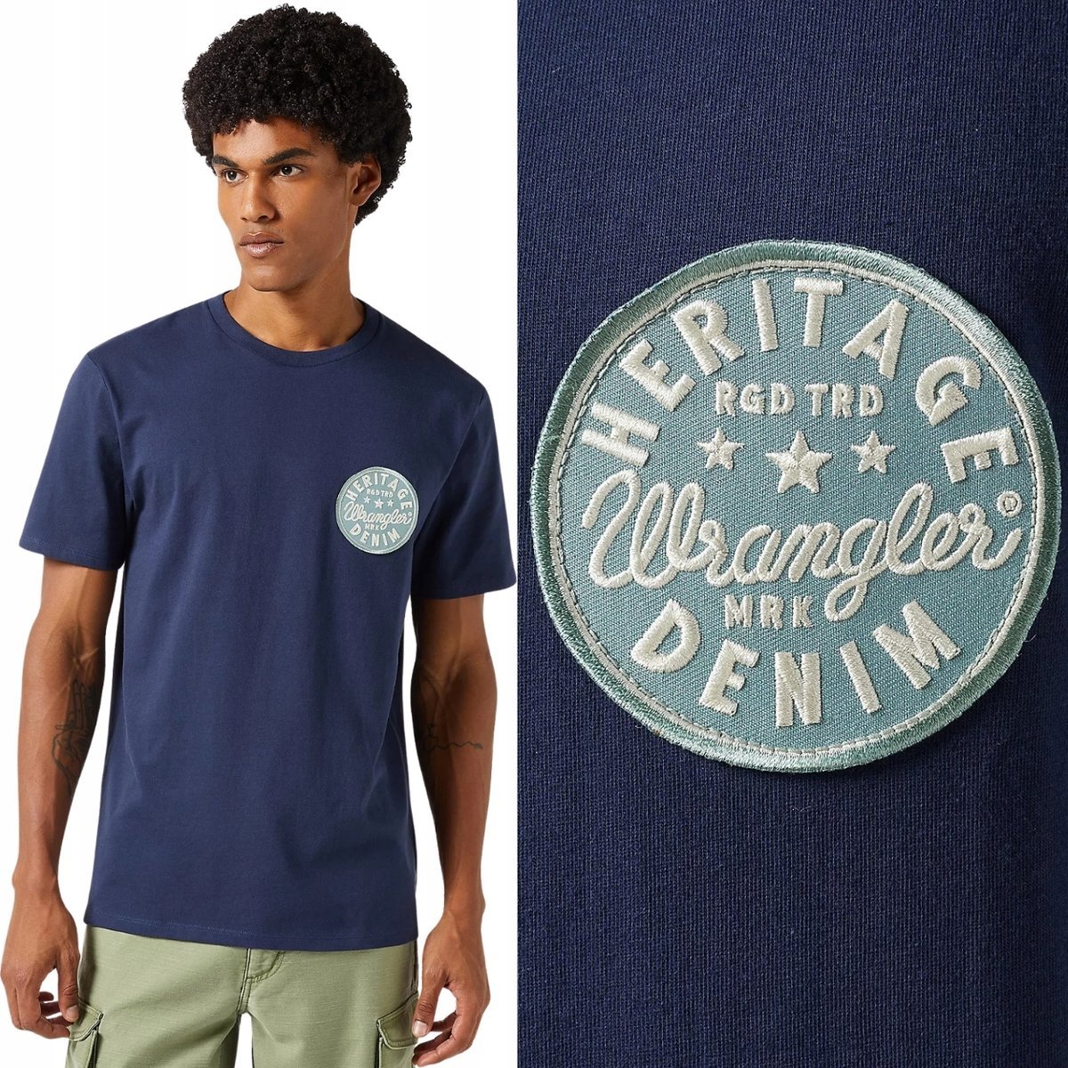 Wrangler GRAPHIC TEE Navy GRANATOWA BAWEŁNIANA KOSZULKA T-SHIRT LOGO M