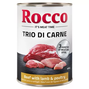 Megapakiet Rocco Classic Trio di Carne, 24 x 400 g - Wołowina, jagnięcina i drób - Mokra karma dla psów - miniaturka - grafika 1