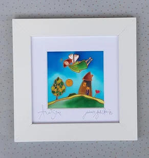 Anioł stróż na jedwabiu - Pamiątka Chrztu Świętego - miniaturka - grafika 1