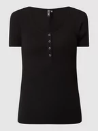 Koszulki i topy damskie - T-shirt z prążkowaną fakturą model ‘Kitte’ - miniaturka - grafika 1
