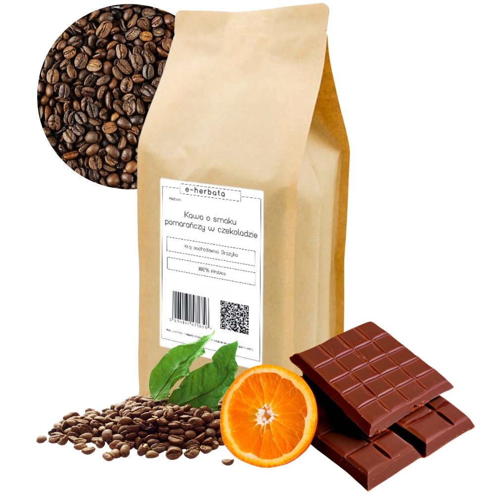 Kawa Ziarnista Arabica O Smaku Pomarańczy W Czekoladzie Brazylia Santos 1KG
