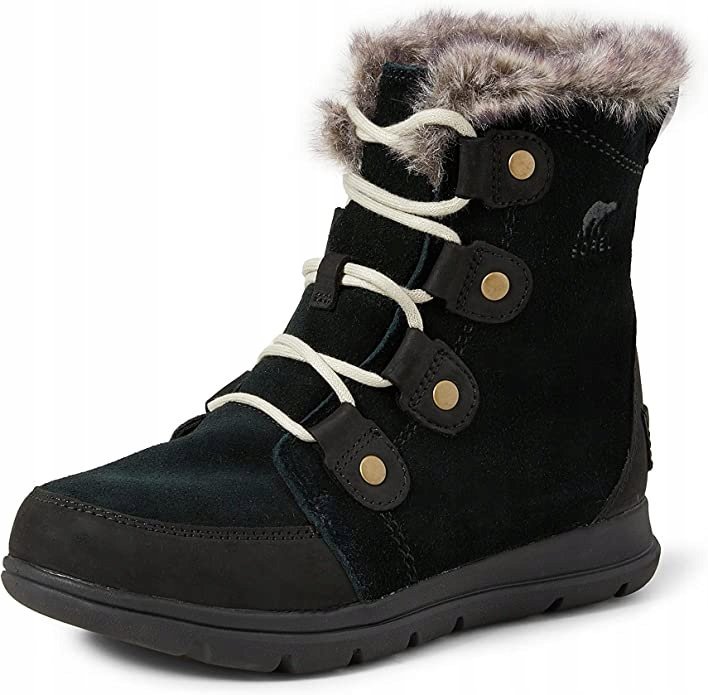 SOREL EXPLORER JOAN ŚNIEGOWCE DAMSKIE SKÓRZANE CZARNE CIEPŁE ZIMOWE 40 J_A