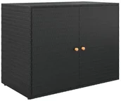 Skrzynie ogrodowe - Czarna Rattanowa Szafka Na Balkon Gospodarcza Frizio - miniaturka - grafika 1