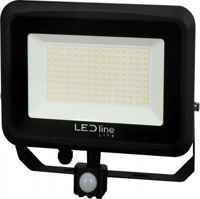 Lauko sviestuvas su judesio davikliu LED 100W neutraliai balta 230Vac, 10000lm, IP65, juodas, PHOTON, LED LINE