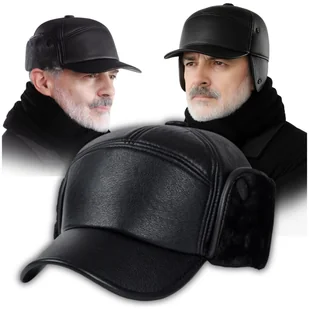 Zimowa czapka z daszkiem i chowanymi nausznikami z futerkiem ciepła męska czarna - Czapki damskie Zimowa czapka z daszkiem i chowanymi nausznikami z futerkiem ciepła męska czarna - Czapki damskie - miniaturka - grafika 1