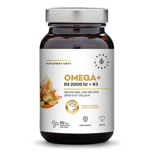 Aura Herbals Omega+ Witamina D3 2000 IU + K2, kapsułki softgel 60 szt. OMD3K2 - Witaminy i minerały - miniaturka - grafika 1