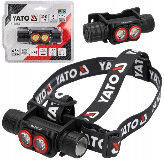Yato Latarka Czołowa Akum. Power Led 15w 3000lm 5 Trybów Yt-085943