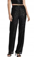 Spodnie damskie - PIECES CZARNE SPODNIE WIZYTOWE Z CEKINAMI DŁUGIE PROSTE M XQA - miniaturka - grafika 1