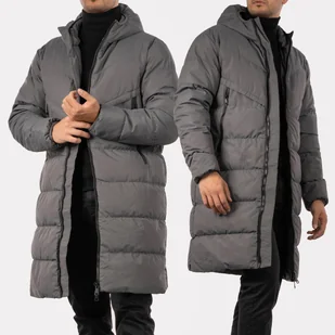 Kurtka Męska Płaszcz Ocieplany Puchowy Długi Szary S Szary - Kurtki męskie - miniaturka - grafika 1