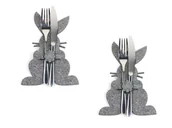 Dekoracje i nakrycia stołu na imprezę - Etui na sztućce z miękkiego filcu - Zajączek Wielkanocny - 2 szt. - miniaturka - grafika 1