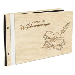 Album Na Zdjęcia Z Okazji Dnia Nauczyciela Dla Najlepszej Wychowawczyni W Drewnianej Oprawie Z Czarnymi Kartami Z Grawerem - Albumy fotograficzne - miniaturka - grafika 1