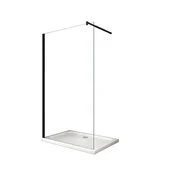 Ścianki i drzwi prysznicowe - Nowoczesna ścianka prysznicowa Walk-in 8 mm z czarną ramą i wspornikiem, powłoka Easy-Clean, wysokość 200 cm - 118-120 - miniaturka - grafika 1