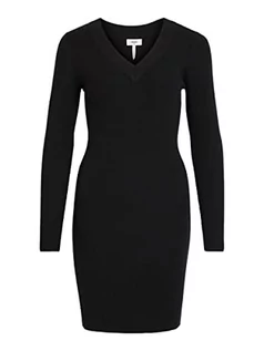 Sukienki - Object Damska sukienka z dzianiny z dekoltem w serek, czarny, XL - grafika 1