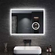 Lustra - SONNI Lustro łazienkowe z oświetleniem LED 80x60cm z 3-krotnym powiększeniem z dotykiem Regulacja jasności Bezmgielne Zegar Temperatura Światło Lustro Przełącznik dotykowy IP44 Energooszczędne - miniaturka - grafika 1