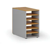 Regały biurowe - Szafka z półkami do biurka PRIMO GRAY, prawa, szary/buk - miniaturka - grafika 1