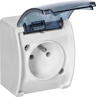 Orno Gniazdo pojedyncze 2P+Z AQUATIC, IP44, białe dymione - Gniazdka elektryczne - miniaturka - grafika 1