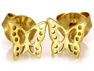 Biżuteria dla dzieci - Złote kolczyki dziecięce 375 motylki ażurowe - miniaturka - grafika 1