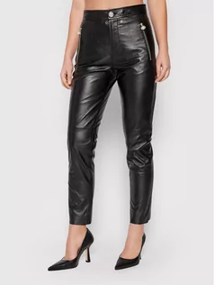 Spodnie damskie - Custommade Spodnie skórzane Phoebe 999418510 Czarny Regular Fit - grafika 1