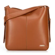 Torebki damskie - Damska torebka worek z imitacji skóry brązowa - miniaturka - grafika 1