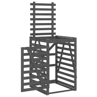 Obudowa kosza na śmieci, szara, 84x90x128,5 cm, drewno sosnowe Lumarko! - Kosze na śmieci - miniaturka - grafika 7