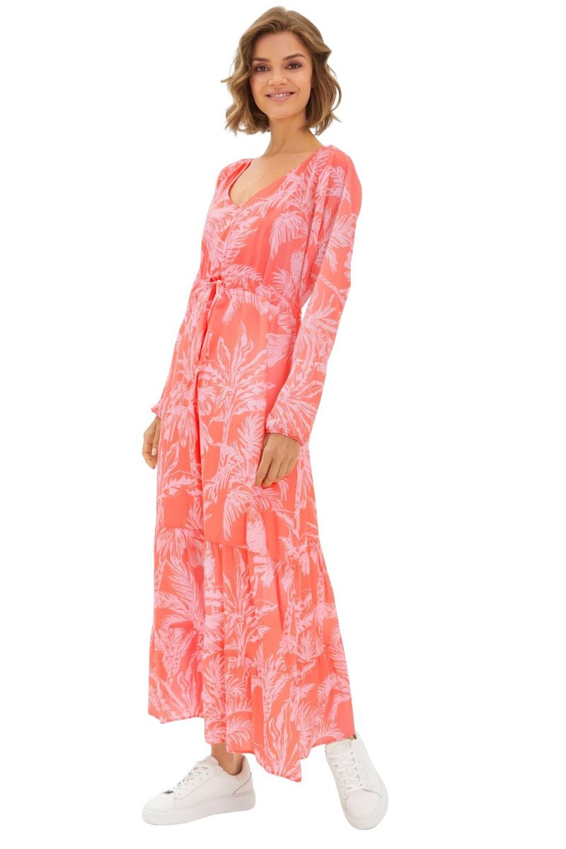 Sukienka damska Juvia Helene maxi wzorzysta pomarańczowa-S