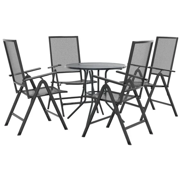 Zestaw mebli ogrodowych antracytowy - 4 krzesła i stół (57x61-94x84-104