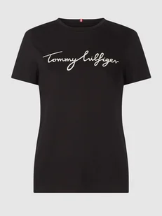 T-shirt z bawełny z nadrukiem z logo - Koszulki i topy damskie - miniaturka - grafika 1