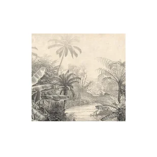 Mural Woodcut tropikalny las 300 x 280 cm delikatna struktura - Tapety - miniaturka - grafika 1