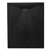 Brodziki prysznicowe - Czarny brodzik prysznicowy prostokątny o strukturze kamienia 100x70 cm Riko Hydrosan - miniaturka - grafika 1