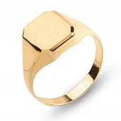 Pierścionki - KLASYCZNY ZŁOTY MĘSKI SYGNET + TWÓJ GRAWERUNEK 14KT 585 - miniaturka - grafika 1