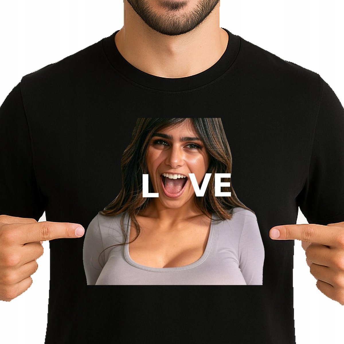 MIA KHALIFA ŚMIESZNA KOSZULKA Z NADRUKIEM LOVE PREZENT M 3445 CZARNA