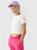 Koszulki dla dziewczynek - 4F T-shirt gładki dziewczęcy - biały 164 (13-14 lat) - miniaturka - grafika 1
