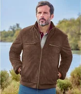 Kurtki męskie - Pikowana kurtka przejściowa ze sztucznego zamszu Mężczyzna Atlas For Men - Kolor : Brązowy - Rozmiar : 3XL - miniaturka - grafika 1
