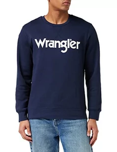 Wrangler Męska bluza z okrągłym dekoltem, granatowa, XL - Bluzy męskie - miniaturka - grafika 1