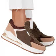 Sneakersy damskie - Buty Sneakersy Sportowe Damskie Na Koturnie Alishe Zielone 38 - miniaturka - grafika 1