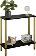 Konsole i sekretarzyki - Czarna nowoczesna konsola na złotym stelażu L7-E10 - miniaturka - grafika 1