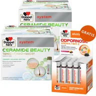 Włosy, skóra, paznokcie - Zestaw Doppelherz System Ceramide Beauty, owocowy smak mango i marakui, 2 x 30 ampułek + Shots Odporność, płyn, smak wieloowocowy, 25 ml x 20 ampułek gratis - miniaturka - grafika 1