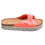 Klapki i japonki damskie - Seastar Zamszowe Klapki Z Ozdobna Platformą czerwone pomarańczowe - ButyModne - miniaturka - grafika 1