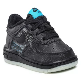 Buty dla chłopców - Buty Nike - Force 1 DN1436 001 Black/Black/Lt Blue Fury - grafika 1
