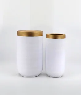 Donica wysoka biała ze złotym 2 szt. Paris - Donice - miniaturka - grafika 1