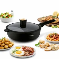 Patelnie - Patelnia Głęboka Rączką 28cm Non-Stick z Szklaną Pokrywką na Indukcja Gaz - miniaturka - grafika 1