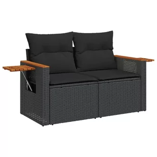 Sofa ogrodowa z poduszkami, 2-osobowa, czarna, polirattan Lumarko! - Sofy ogrodowe - miniaturka - grafika 3