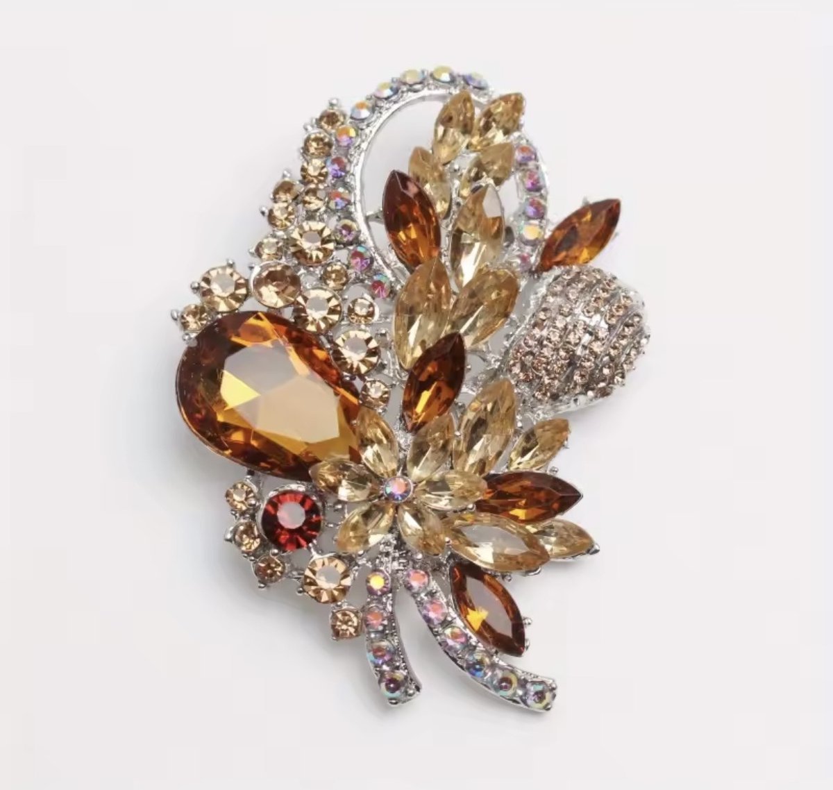 Broszka Golden Amber Crystal luxury Statement Brooch
