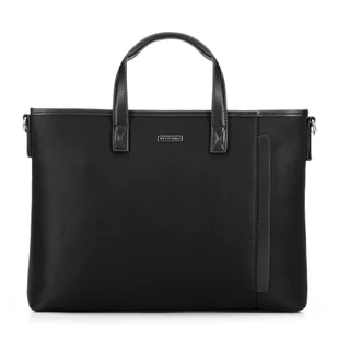 Męska torba na laptopa 13” z ozdobną wstawką czarna - Torebki damskie - miniaturka - grafika 1