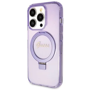 Etui Guess GUHMP14LHRSGSU Apple iPhone 14 Pro hardcase Ring Stand Script Glitter MagSafe fioletowy/purple - Etui i futerały do telefonów - miniaturka - grafika 3