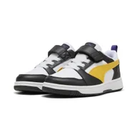 Buty dla dziewczynek - Dziecięce sneakersy PUMA Rebound V6 Lo PUMA Black Yellow Sizzle White - miniaturka - grafika 1