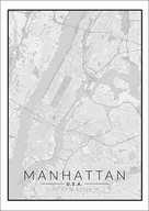 Plakaty - Galeria Plakatu, Manhattan mapa czarno biała, 59,4x84,1 cm - miniaturka - grafika 1